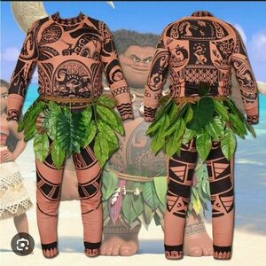 Tribal Print Costume with Leaf Skirt